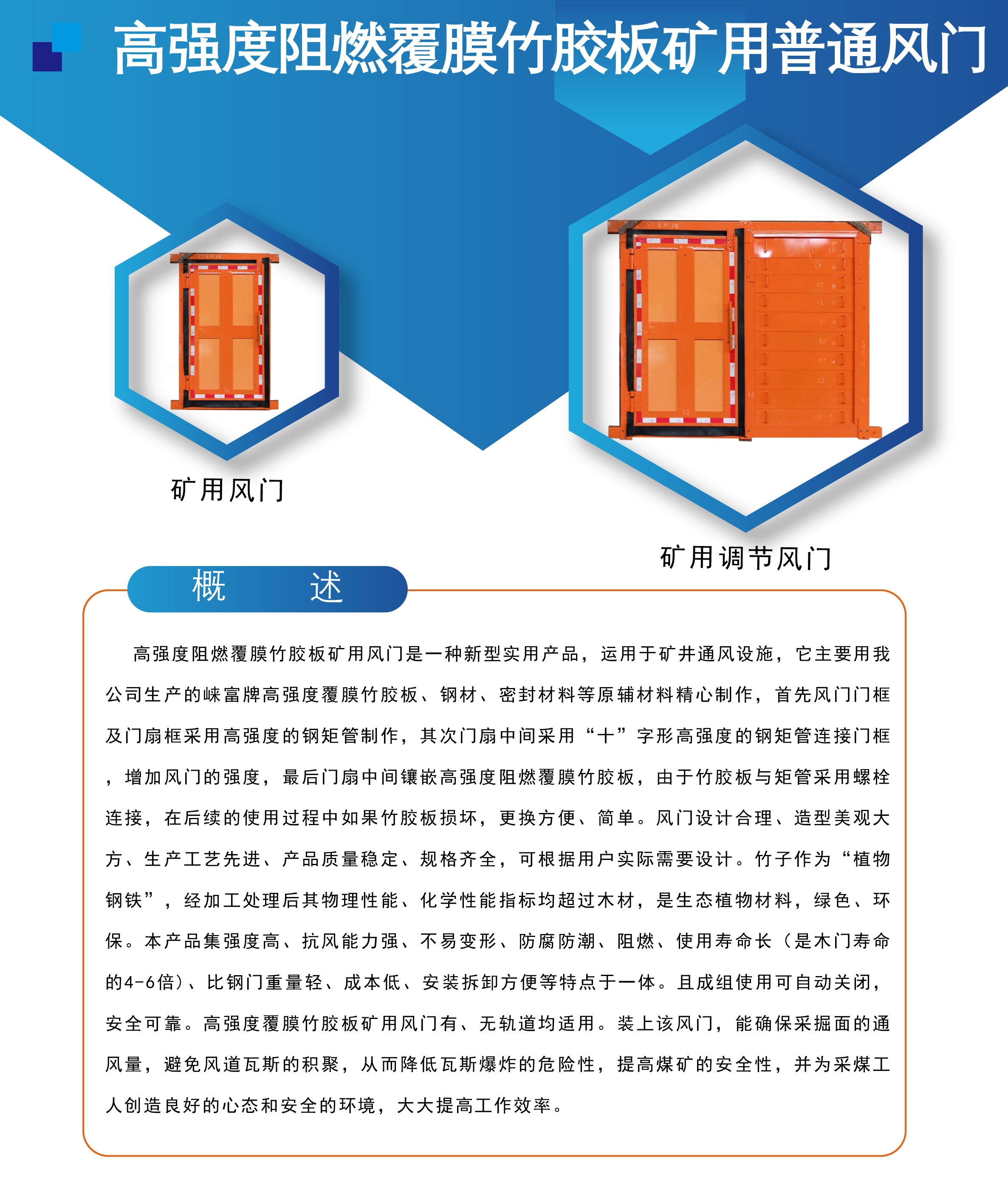 高強(qiáng)度阻燃覆膜竹膠板礦用普通風(fēng)門(圖1)